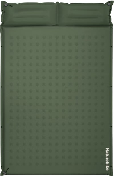 Матрац туристичний Naturehike CNK2550WS025 із подушкою самонадувний двомісний 200 × 130 × 6 см – Зелений