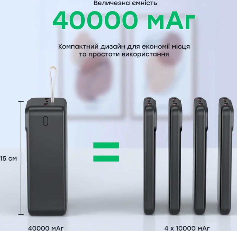 Павербанк Choetech B731 40000 мАг 22,5 Вт, Чорний – фото 4