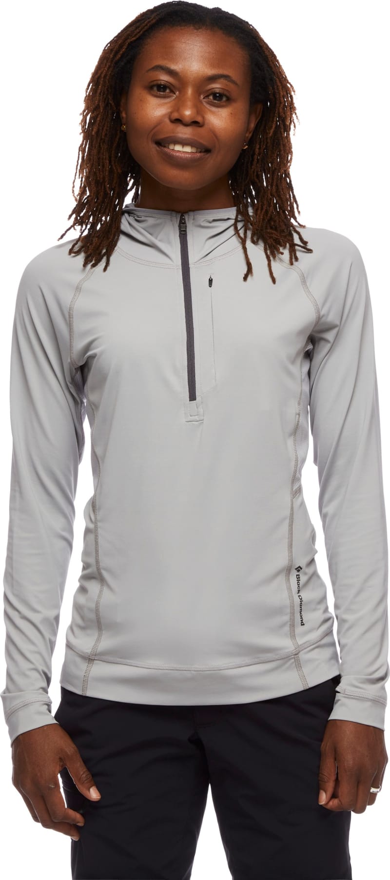 Лонгслив с капюшоном женский Black Diamond Alpenglow Pro Hoody, Pewter – фото 2