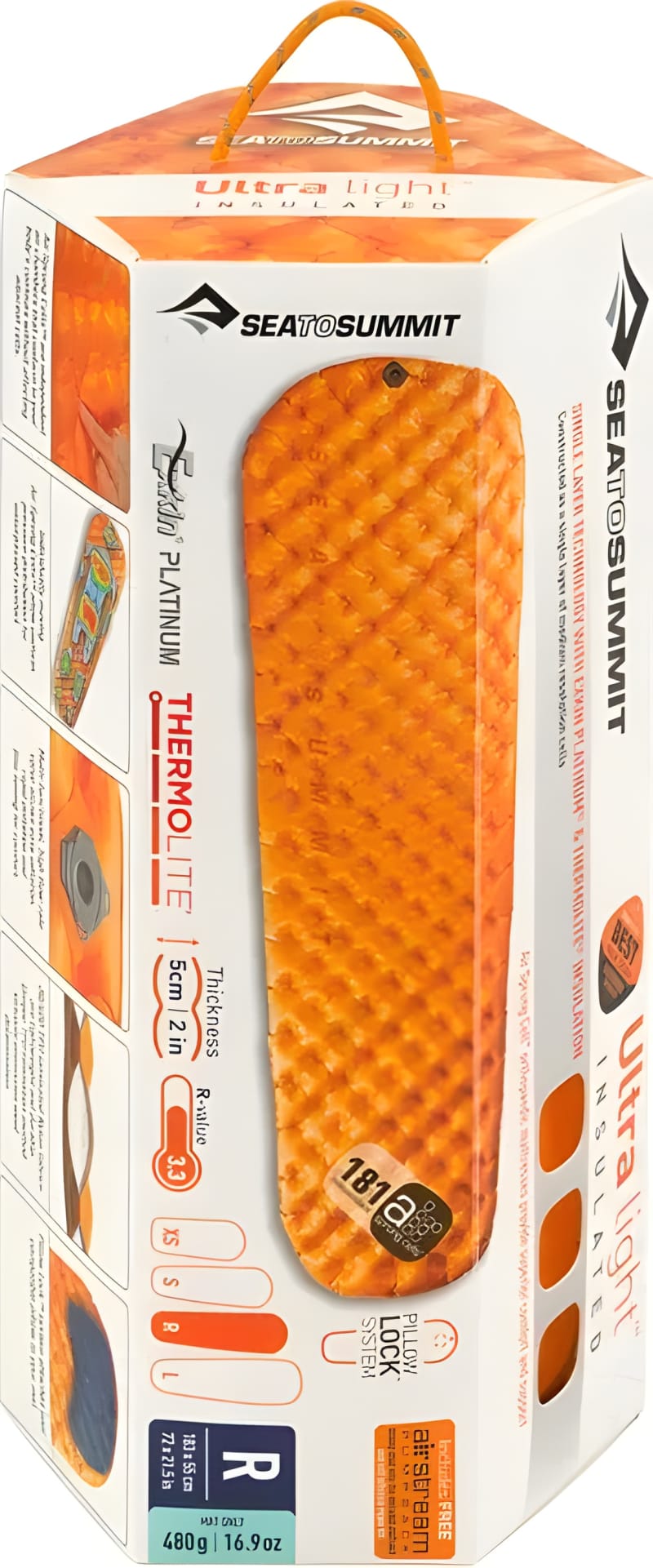 Надувний килимок Sea to Summit UltraLight Insulated Mat 2020, 183 × 55 × 5 см – Помаранчевий – фото 2