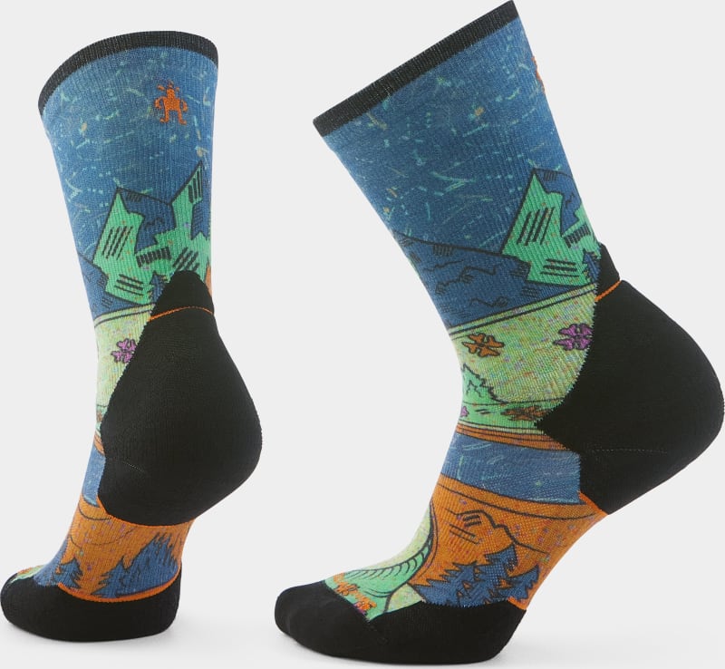 Шкарпетки жіночі Smartwool Trail Run Targeted Cushion Mountain Print Crew, Twilight Blue – Темно-синій – фото 1