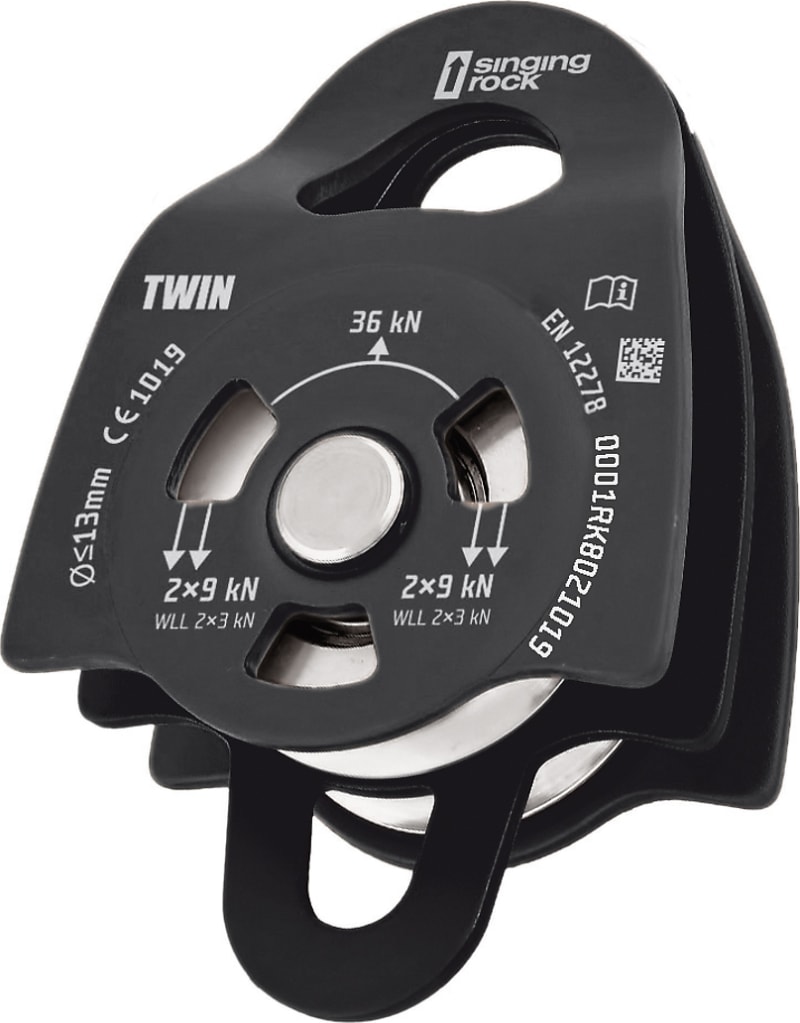 Блок-ролик двойной Singing Rock Pulley Twin, Black – фото 1