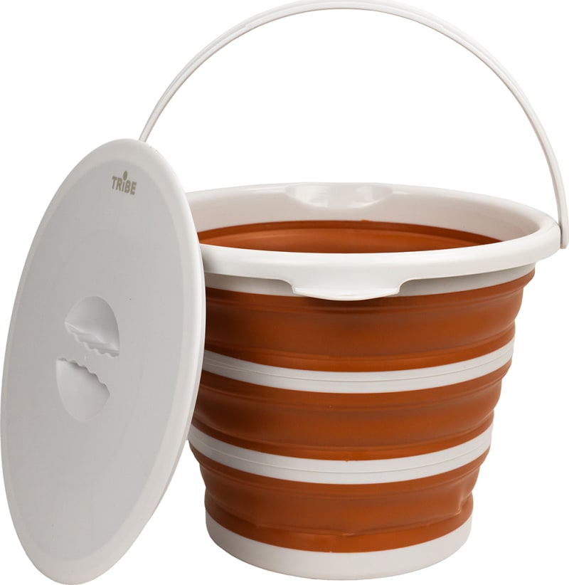 Відро силіконове Tribe Water Bucket Lid 10 л з кришкою, Теракотовий – фото 2