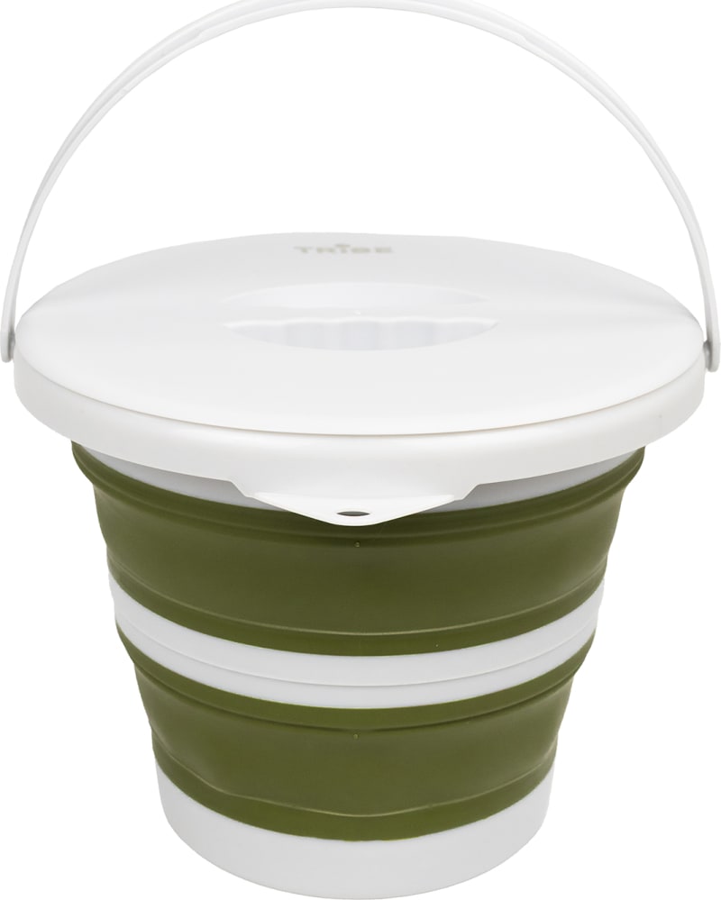 Відро силіконове Tribe Water Bucket Lid 5 л з кришкою, Олива – фото 1