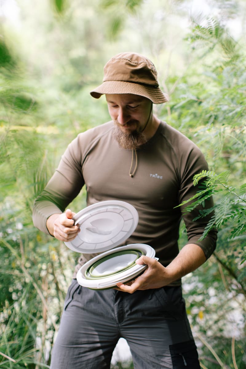 Відро силіконове Tribe Water Bucket Lid 5 л з кришкою, Олива – фото 8