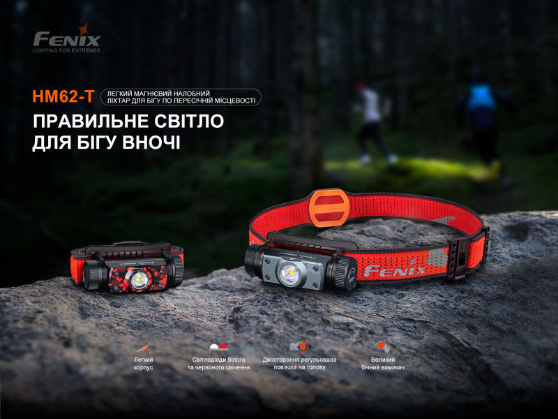 Ліхтар налобний Fenix HM62-T V2.0 магма — Чорний, Червоний — фото 5