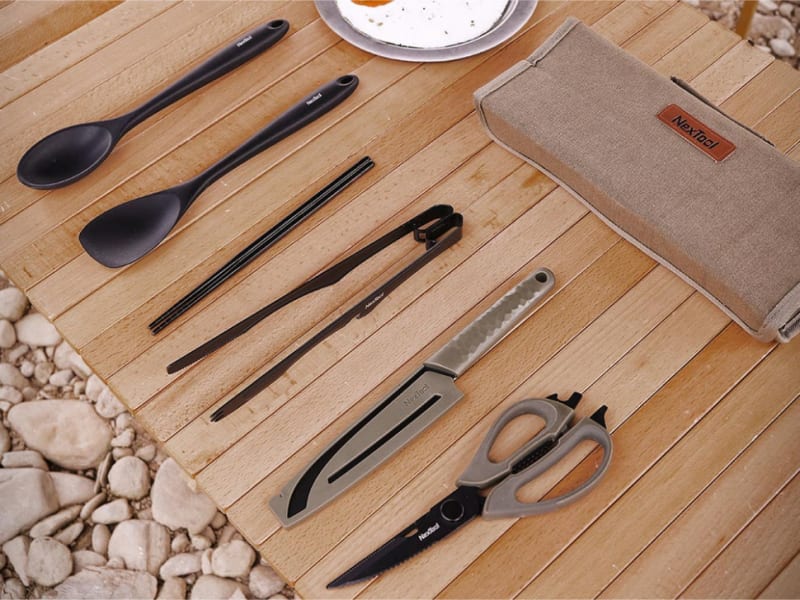 Набір кухонного посуду кемпінговий NexTool Outdoor Cooking Set 6 предметів, сірий, чорний, оливковий – фото 5