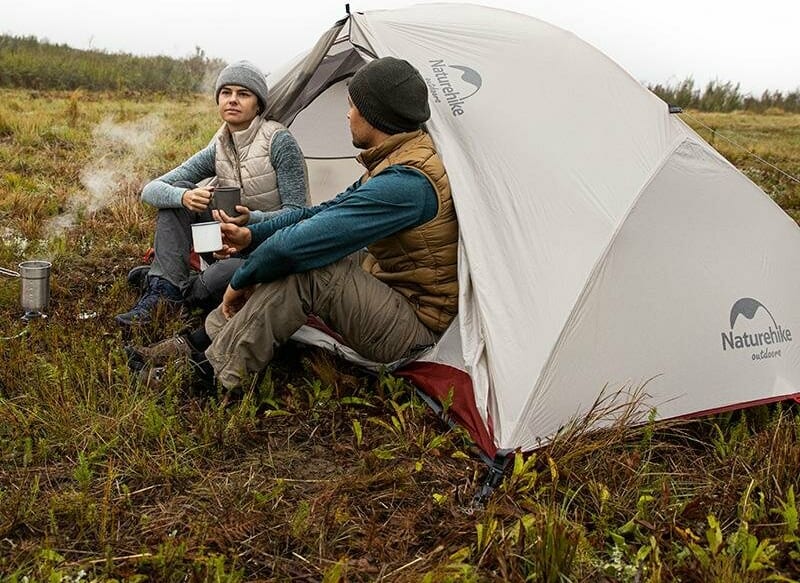 Намет надлегкий двомісний з футпринтом Naturehike Star-River 2 Updated NH17T012-T, 20D — Сіро-Червоний — фото 6