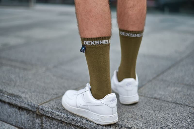 Шкарпетки водонепроникні DexShell Ultra Thin Crew OG хакі S, хакі / сірий – фото 5