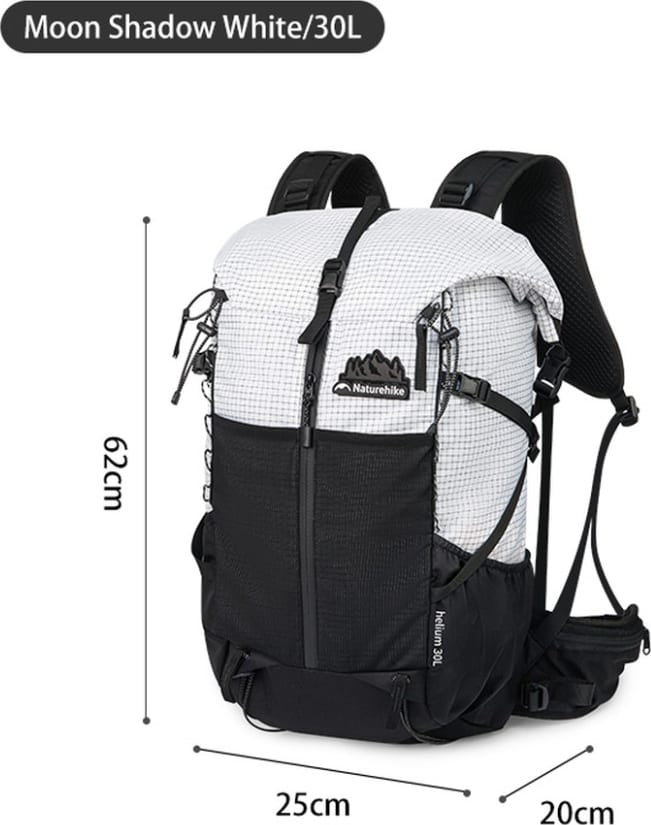 Рюкзак туристичний Naturehike Helium CNK2300016, 30+ , білий — Чорний, Білий — фото 2