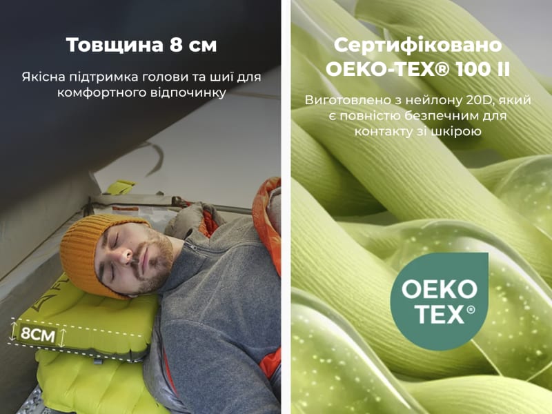 Надувна подушка Flextail Tiny Pillow — Зелений — фото 6