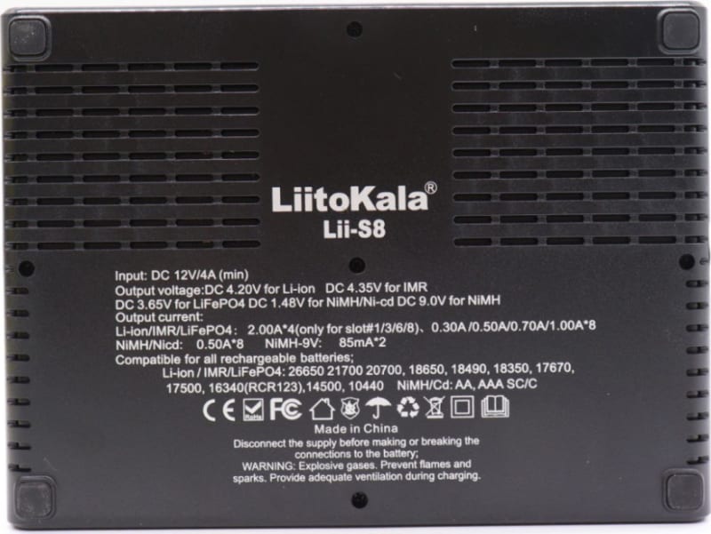 Зарядний пристрій LiitoKala Lii-S8 на 8 каналів для акумуляторів + автомобільний кабель EU+Carcable — Чорний — фото 4