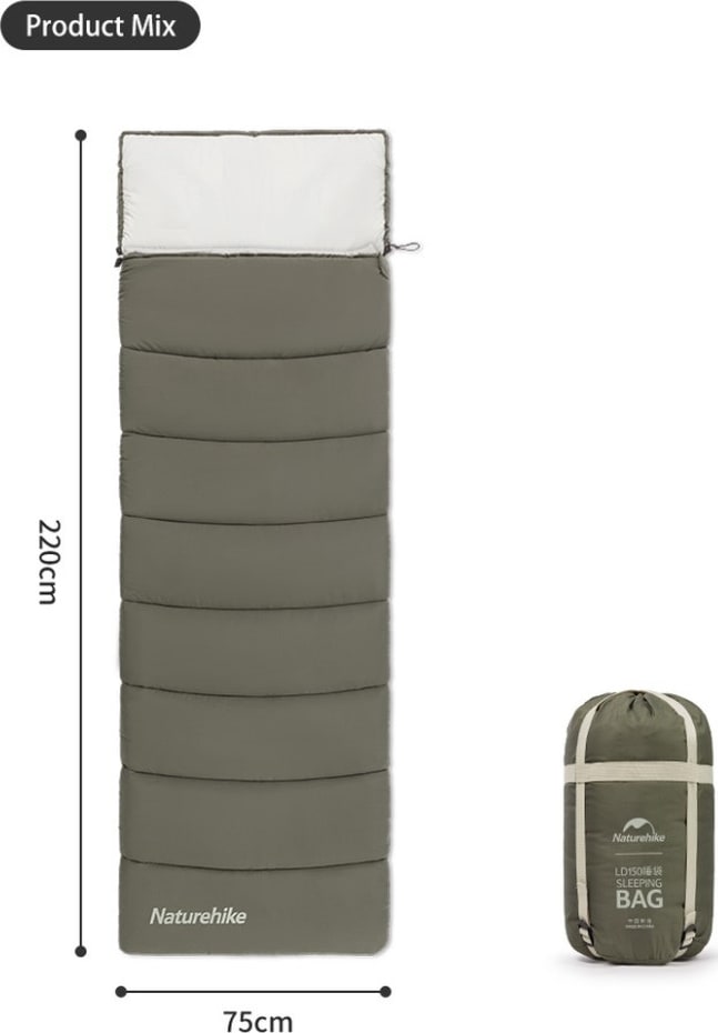 Спальник з капюшоном Naturehike LD350 CNK2300SD016, темно-зелений — Темно-Зеленый — фото 4