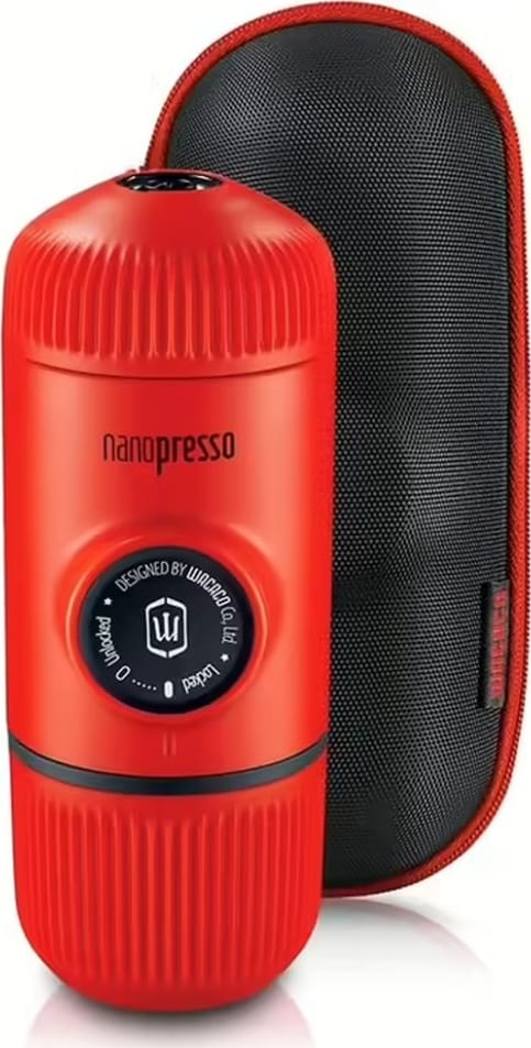 Портативна еспресо-кавоварка Wacaco Nanopresso червона з чохлом 80 мл, червоний – фото 1