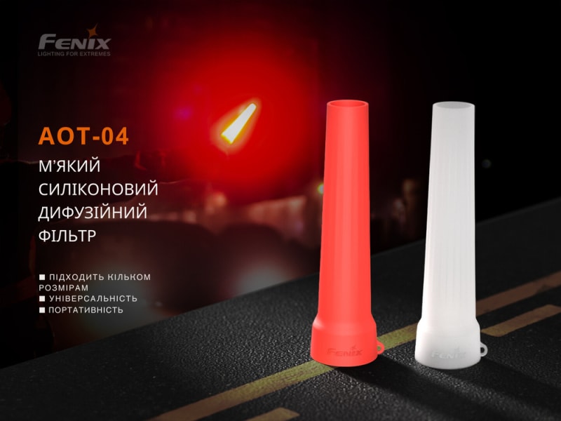 Дифузійний фільтр силіконовий Fenix AOT-04 білий для ліхтарів серії PD, TK, WF, HT — фото 4