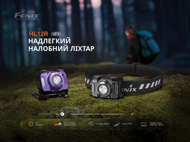 Ліхтар налобний Fenix HL12R V2.0 — Фіолетовий — фото 5