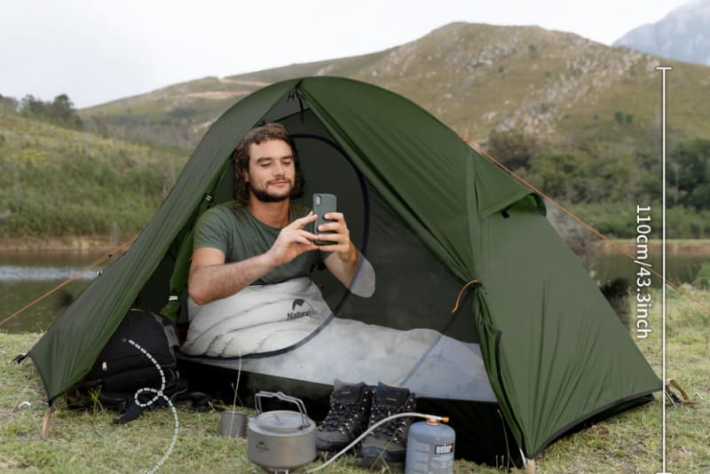 Намет надлегкий одномісний з футпринтом Naturehike Cycling 1 NH18A095-D, 210T, темно-зелений — фото 6