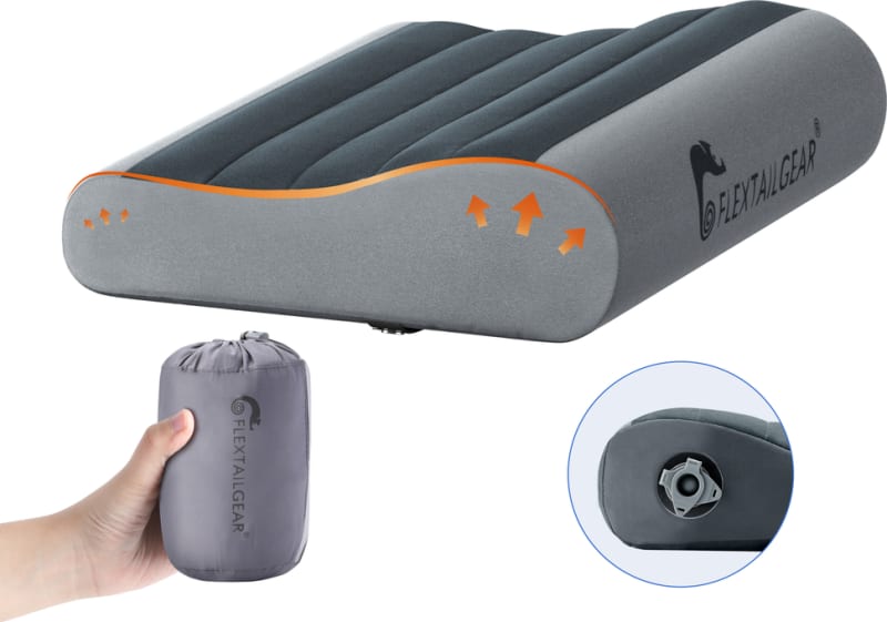 Надувна подушка анатомічна Flextail Zero Pillow SE, сіра — Сірий — фото 1