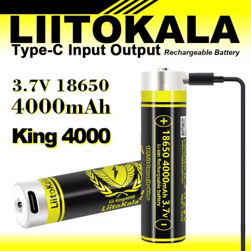 Акумулятор LiitoKala USB-King4000 18650 4000 mAh з USB — Чорний — фото 3