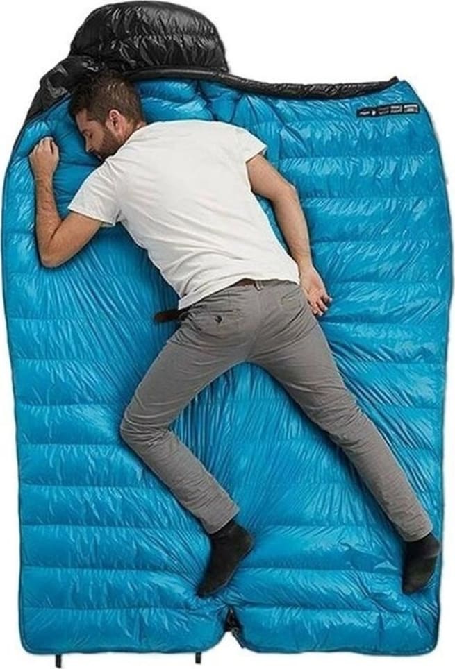 Спальник з натуральним пухом Naturehike CW400 NH18C400-D , чорно-блакитний — Чорний, Блакитний — фото 5
