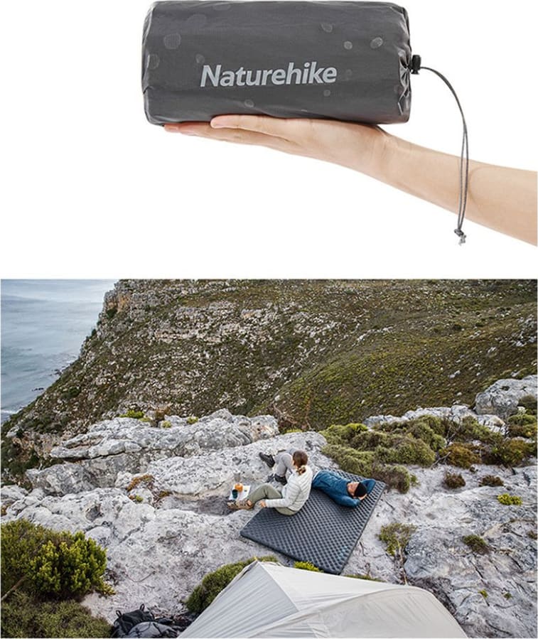 Матрац туристичний надувний двомісний Naturehike CNH22DZ018, надлегкий, 196 × 120 × 7 см – Чорний — фото 6
