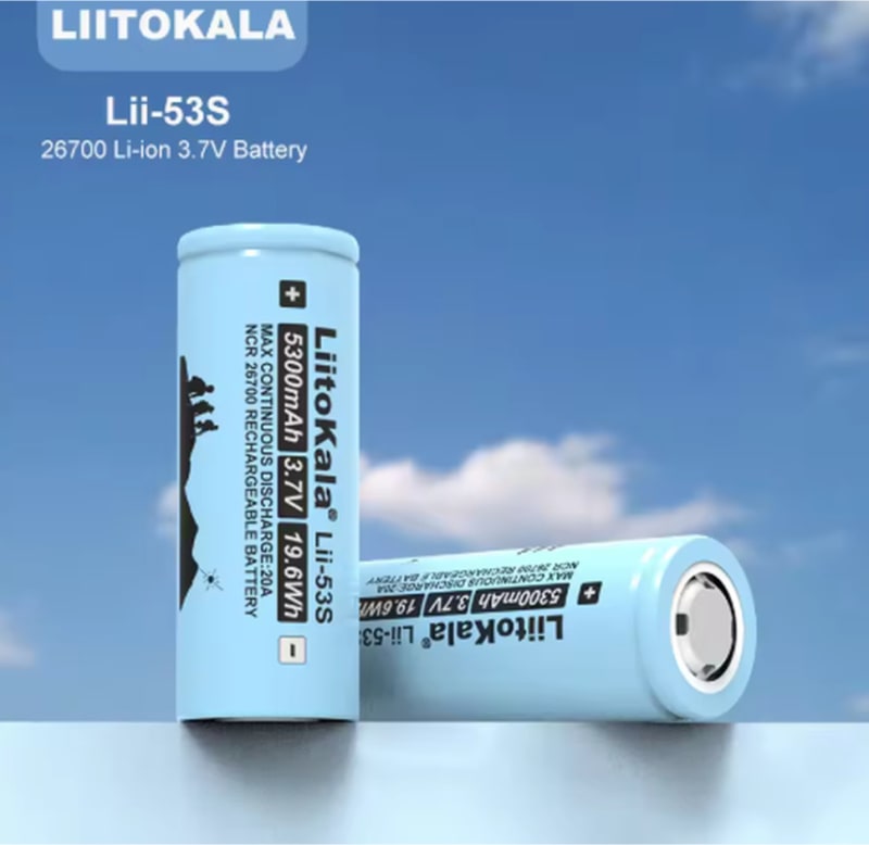 Акумулятор LiitoKala Lii-53S 26700 на 5300мАгод — Блакитний — фото 2