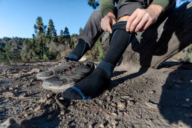 Водонепроникні шкарпетки DexShell Longlite Socks 2.0 блакитні полоски, розмір XL (47-49), чорний, блакитний – фото 4