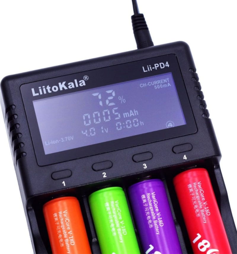 Зарядний пристрій Liitokala Lii-PD4, 4 канали, Ni-Mh/Li-ion/LiFePo4, 220V/12V, LCD, Box — Чорний — фото 2