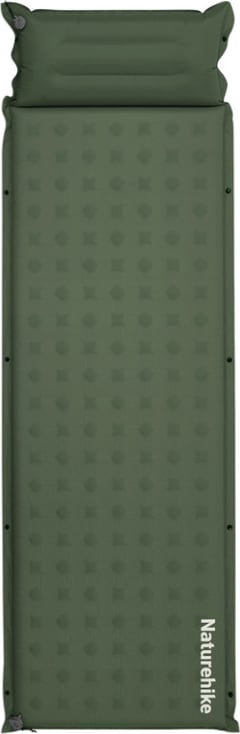 Матрац туристичний із подушкою, самонадувний одномісний Naturehike CNK2550WS025, вологостійкий, 200 × 65 × 3 см – Зелений — фото 1