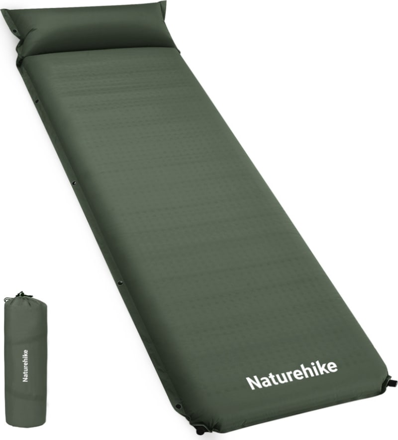 Самонадувний матрац Naturehike CNK2450WS020 з подушкою 200 × 63 × 10 см темно-зелений – Темно-Зеленый — фото 1