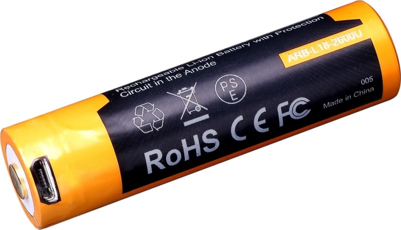 Акумулятор 18650 Fenix (2600 mAh) micro usb зарядка — фото 4