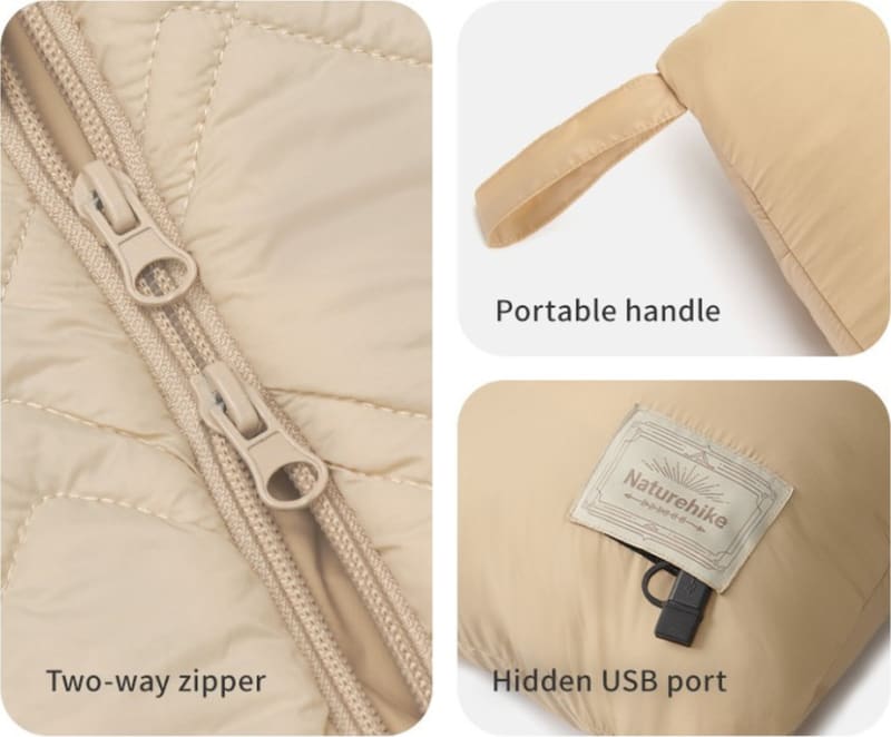 Ковдра з підігрівом Naturehike CNK2450PJ015, 70 × 150 см, бежева – Бежевий — фото 2