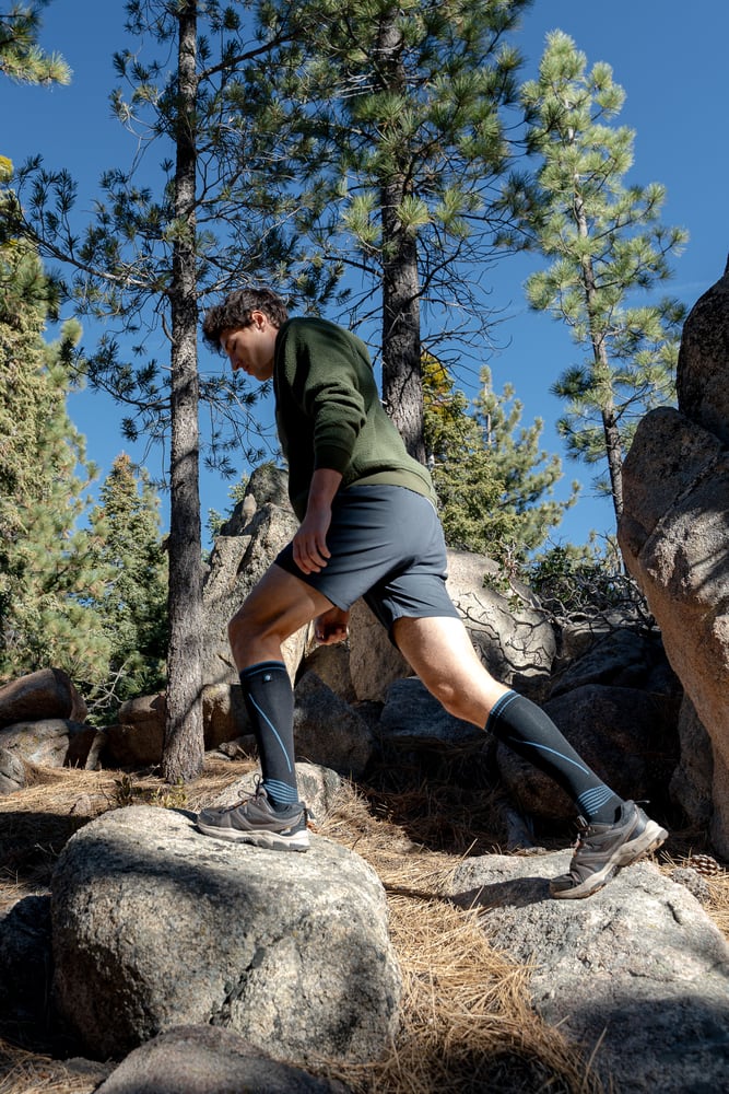 Водонепроникні шкарпетки DexShell Longlite Socks 2.0 Синій Stripes розмір S (36-38), чорний, блакитний – фото 2