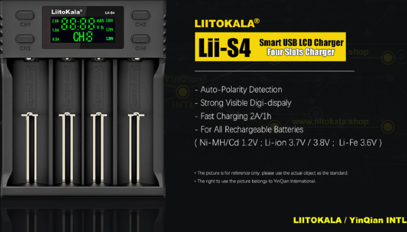 Зарядний пристрій LiitoKala Lii-S4, 4 канали, Чорний – фото 3