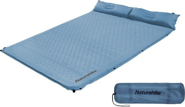 Матрац туристичний Naturehike CNH22DZ013 із подушкою самонадувний двомісний 185 × 132 × 3 см – Блакитний — фото 1