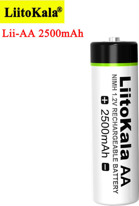 Акумулятор LiitoKala AA 2500мАгод 1.2V Ni-MH пальчиковий — Чорний, Білий — фото 1