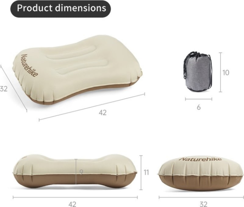 Подушка надувна ультралегка Naturehike NH17T013-Z, 42 × 32 см, бежева – Бежевий — фото 2
