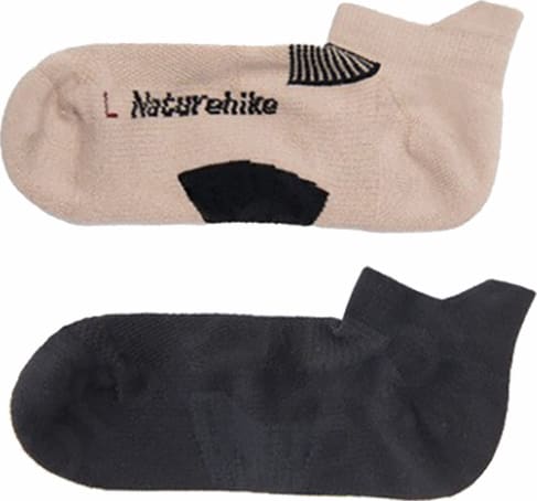 Шкарпетки низькі Naturehike NH21FS014 2 пари (бежеві, чорні) розмір М, чорний, Бежевий – фото 1