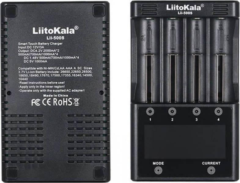 Інтелектуальний зарядний пристрій LiitoKala Lii-500S EU + автомобільний кабель — Чорний — фото 2
