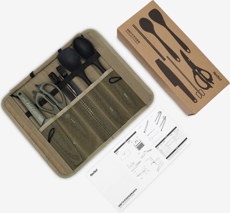 Набір кухонного посуду кемпінговий NexTool Outdoor Cooking Set 6 предметів, сірий, чорний, оливковий – фото 2