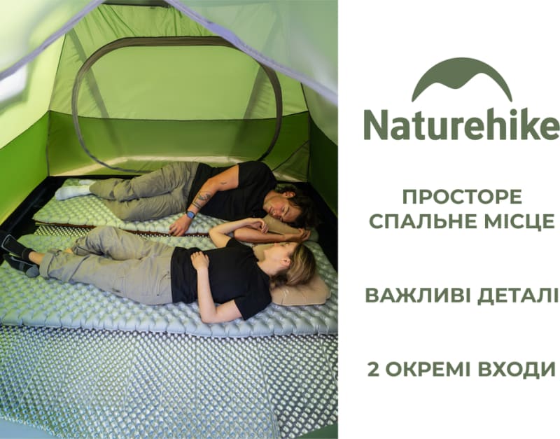 Намет тримісний Naturehike Bleik Type A, Зелений – фото 6