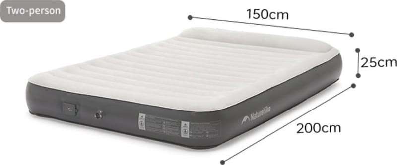 Самонадувний матрац, д вомісний, із вбудованою помпою Naturehike CNK2450WS040, 250 мм — Сірий — фото 2