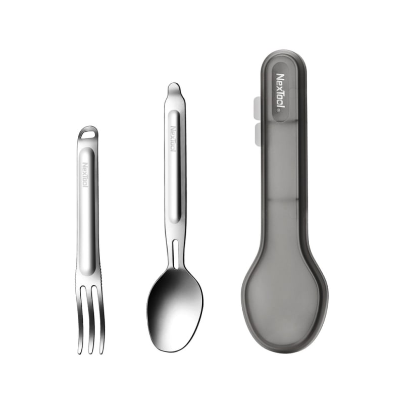 Туристичний набір ложка-виделка NexTool Portable Stainless Сталь Tableware, сірий
