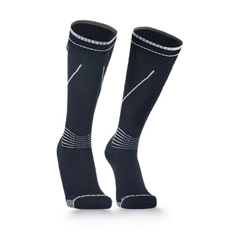 Водонепроникні шкарпетки DexShell Longlite Socks 2.0 сірі смужки, розмір L (43-46), чорний, сірий