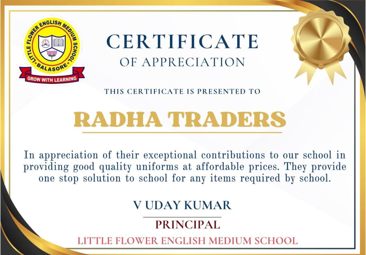Radha Traders Certificate