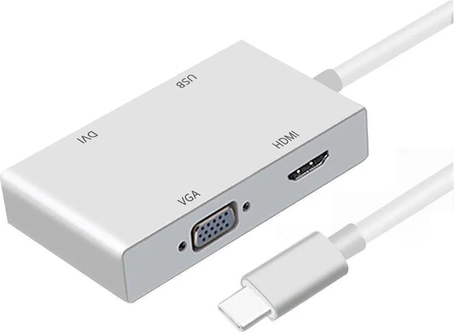 WiredCom Type C to HDMI Adapter; USB C to HDMI DVI VGA USB 3.0 HUB Multi Port Adapter Compatible with MacBook Pro; Chromebook Pixel; Samsung Galaxy S8/S8 Plus (Silver)