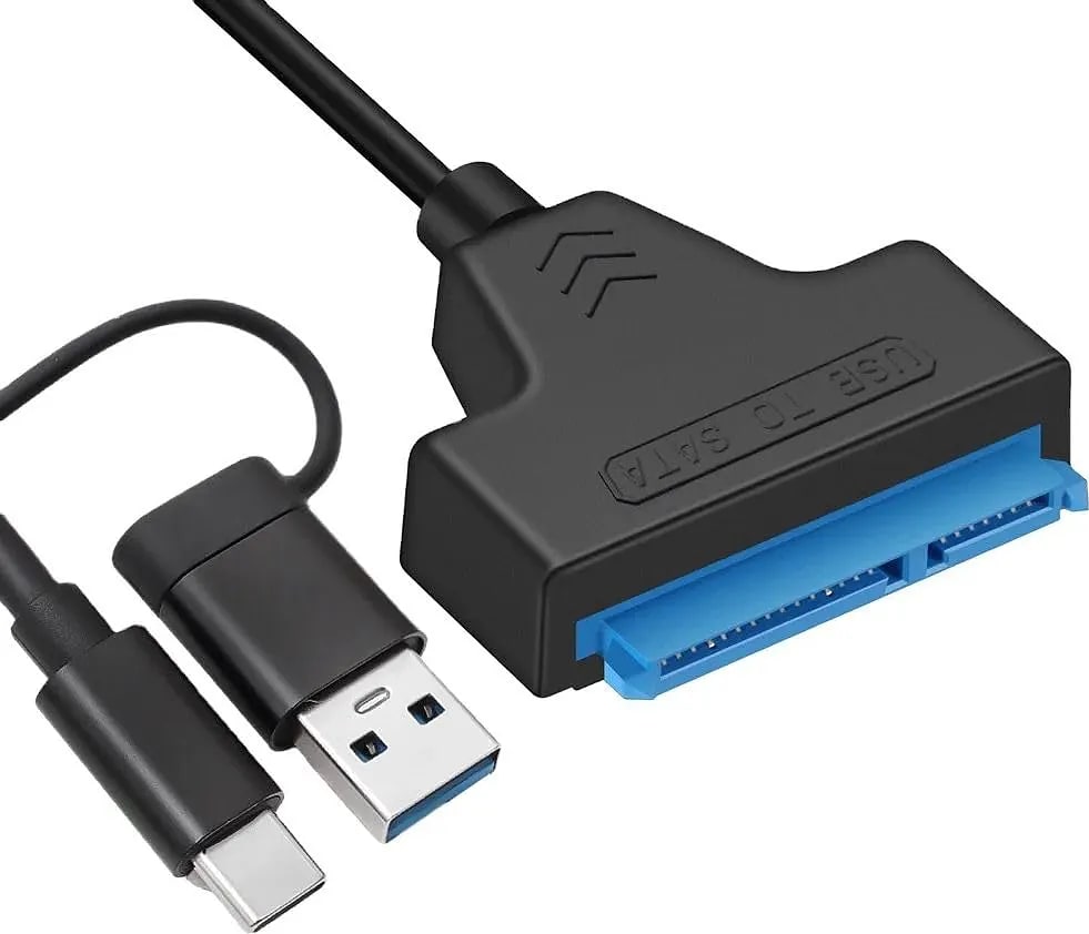 WiredCom® Type-C USB 2 in 1 Type C and USB SATA 3 Cable Sata to USB 3.0 Adapter UP to 6 Gbps Support 2.5 Inch External SSD HDD Hard Drive 22 Pin Sata III A25 2.0