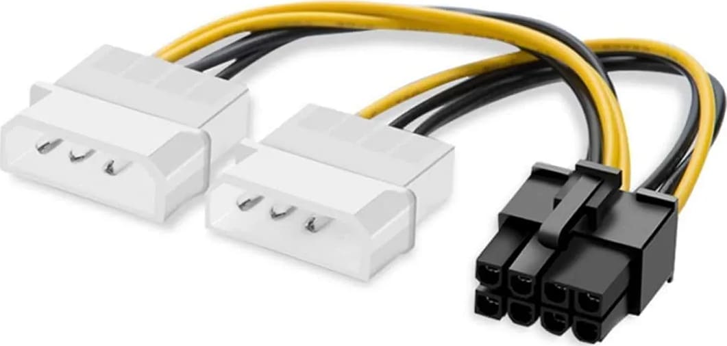 WiredCom 8 Pin PCI Express to Dual 4 Pin Molex LP4 Graphics Card Power Cable,2 x Molex 4 Pin to 8-Pin PCI Express Video Card Pci-e ATX PSU Power Converter Cable