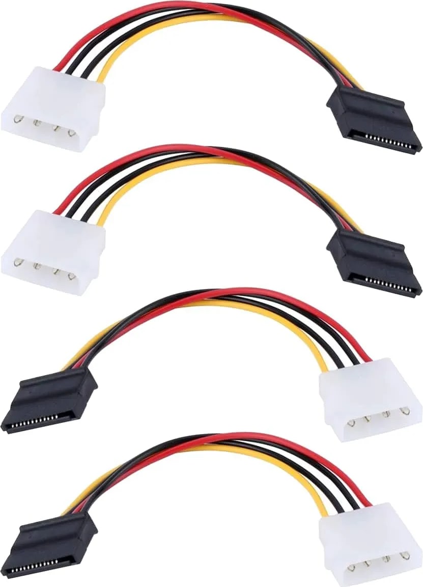 WiredCom Pack of 4,Molex to SATA Cable,12 Pin SATA to 4 Pin Molex Power Adapter Cable Cord for SATA Hard Drives & CD ROM Drives,Multi-colored