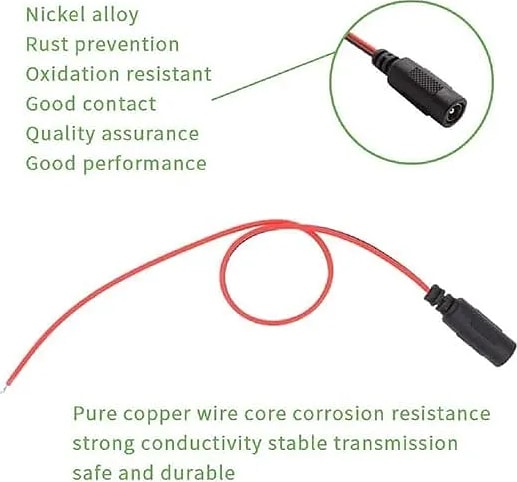 18AWG 10 Pairs Each DC Power Pigtail Cable 12V 5A Male & Female 10 Pairs DC Power Plug Adapter Connector for CCTV Home Security Surveillance Camera DC